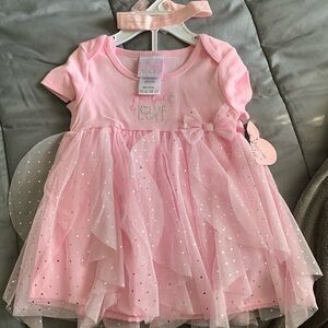 18month pink toddler dress with headband